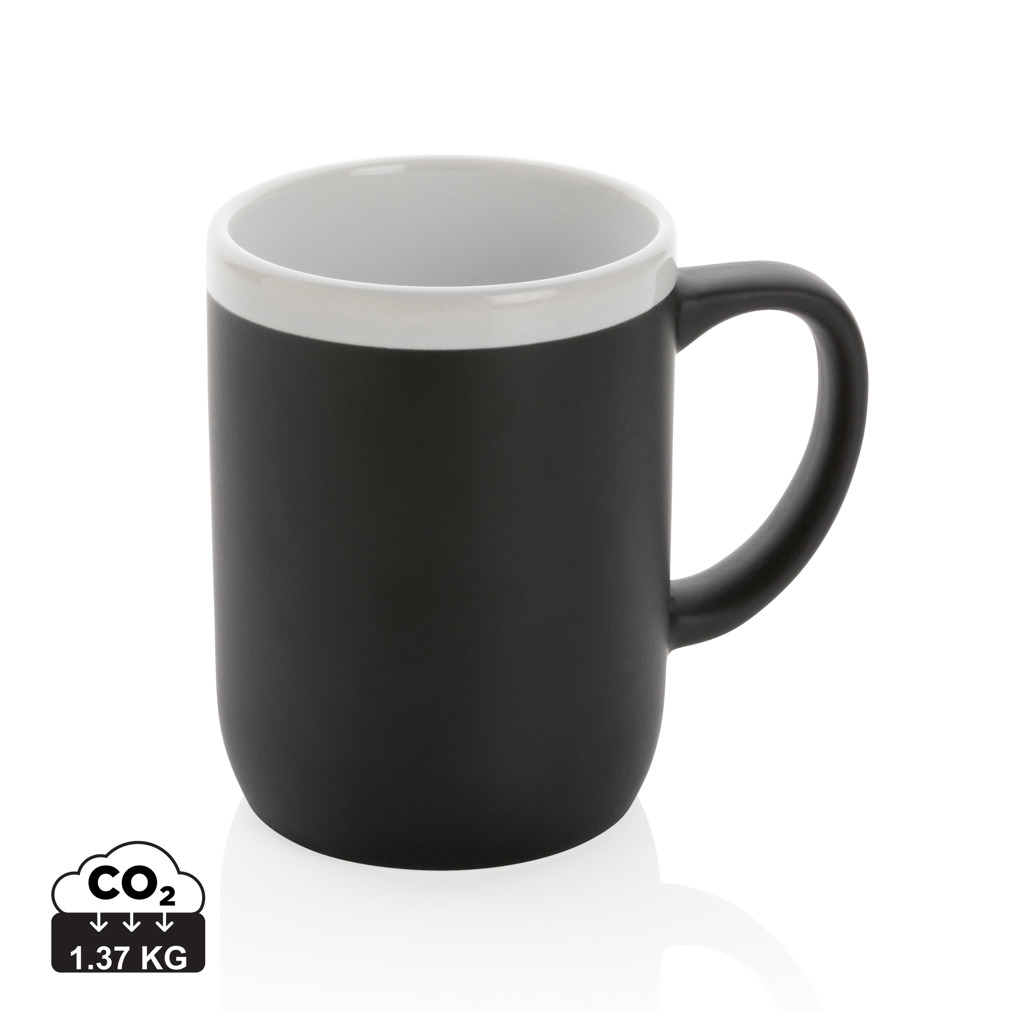 Mug mat publicitaire bord blanc 300 ml noir / blanc